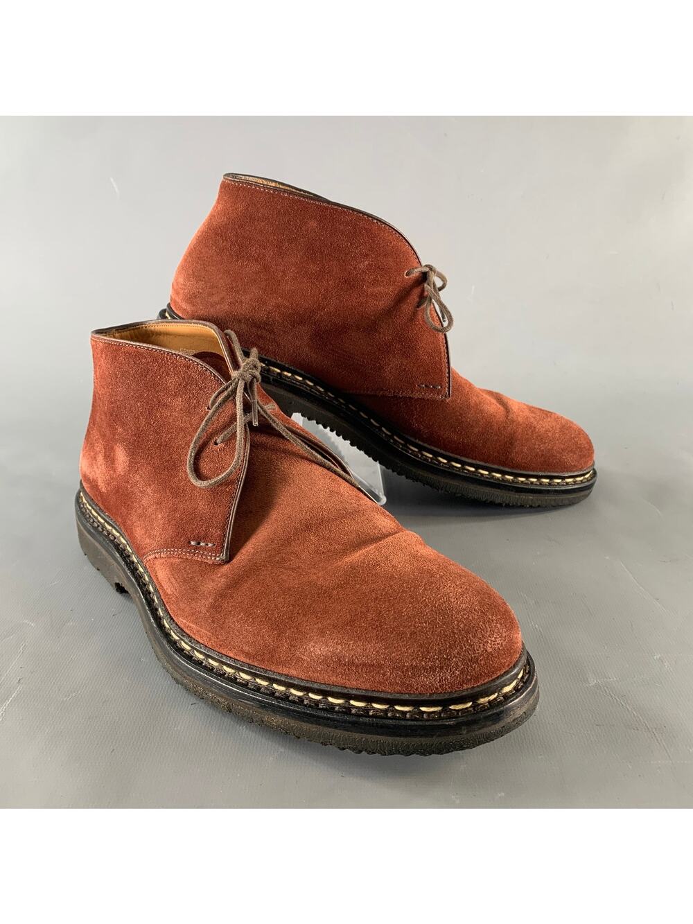 HESCHUNG Size 8.5 Burgundy Suede Chukka Boots